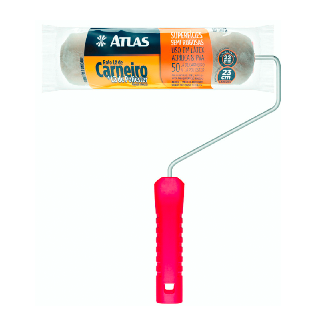 Rolo de pintura de lã de carneiro mista de 23 cm com garfo, da Atlas