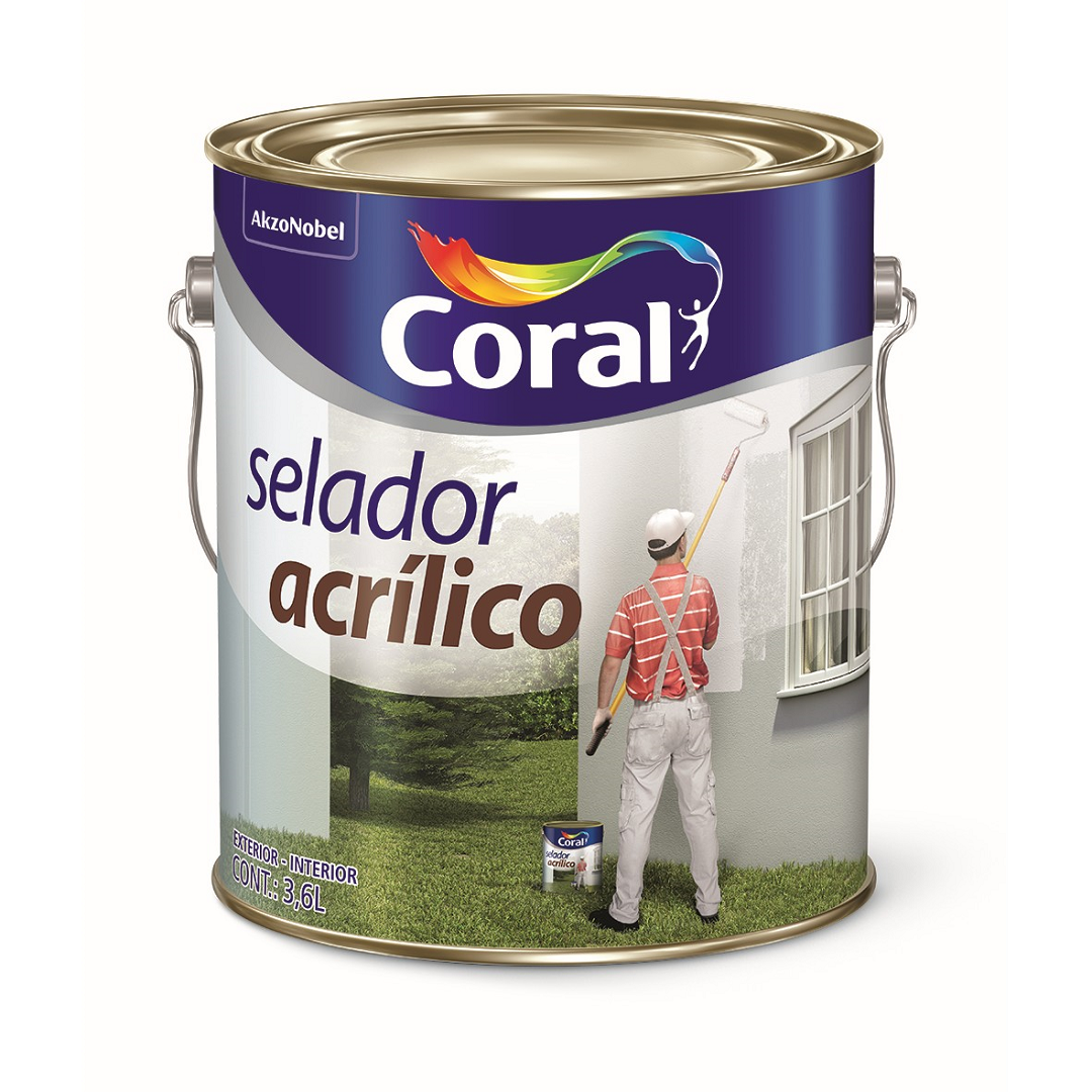 Lata de selador acrílico para parede de 3,6 litros da Coral